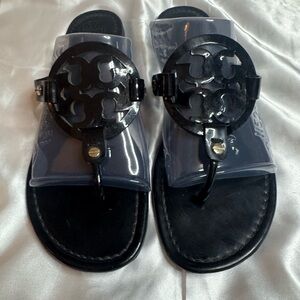 Tory Burch Black Slide Sandals With Dustbag